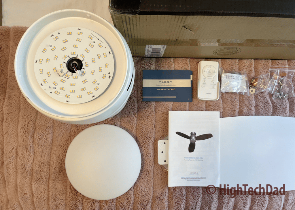 Box contents  - Smafan smart fan 48" Trendsetter - HighTechDad review