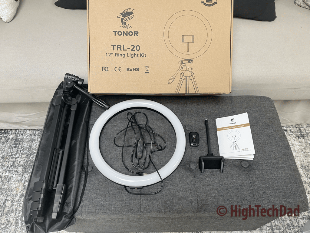 What's in the box  - TONOR TRL-20 Ring Light - HighTechDad review