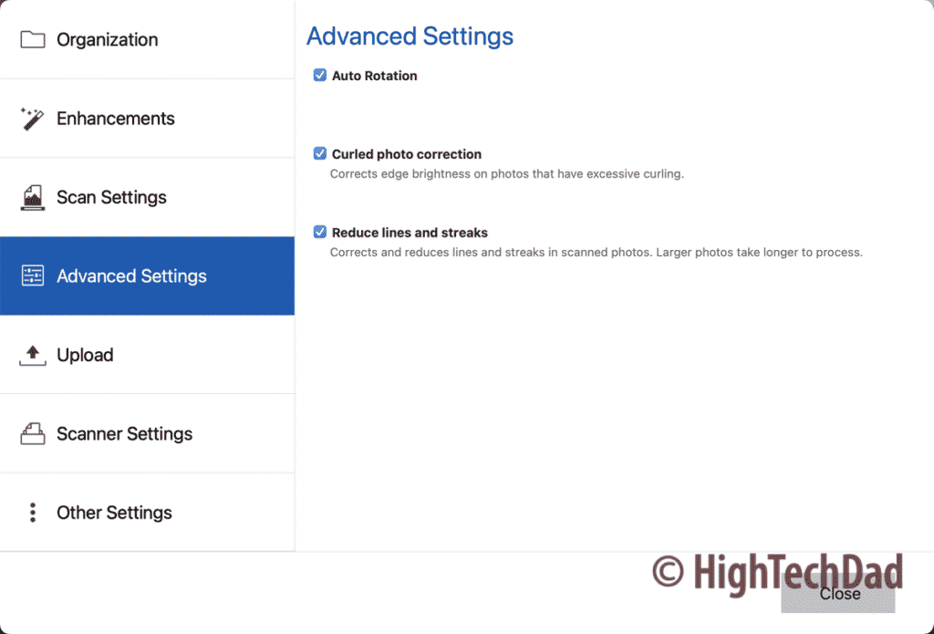 HighTechDad Epson FastFoto mac screens advanced settings - HighTechDad™
