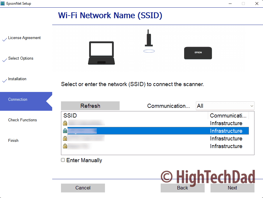 Choose SSID - Epson FastFoto scanner (FF-680W) - HighTechDad review