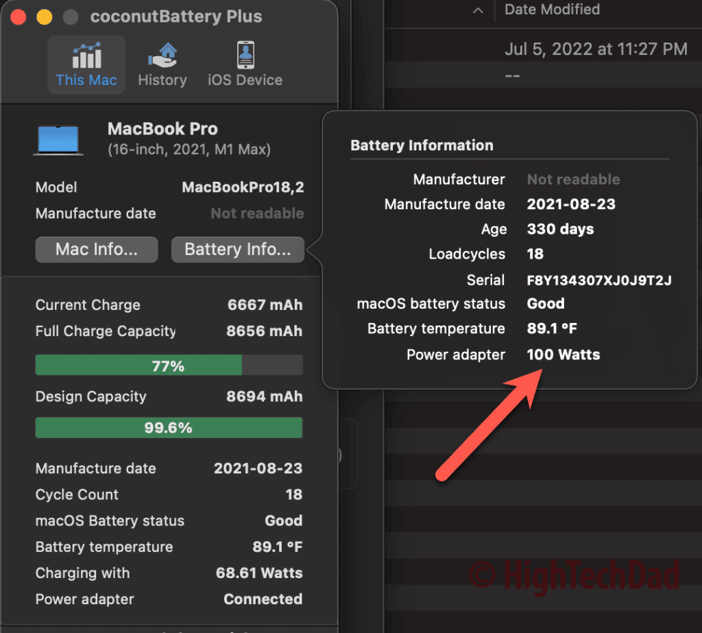 coconutBattery results - UGREEN Nexode GaN Charger - HighTechDad review