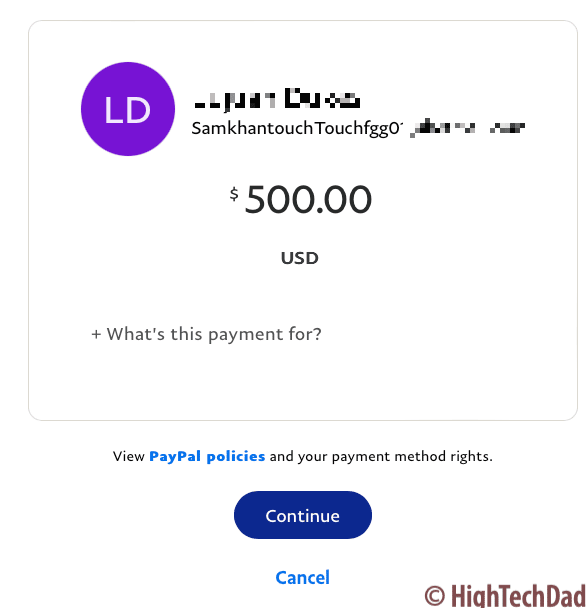 PayPal phishing scam - email address sender - HighTechDad