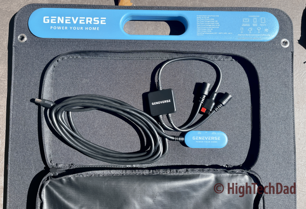 Zippered cable holder on SolarOne panel  - GENEVERSE HomePower ONE - HighTechDad review