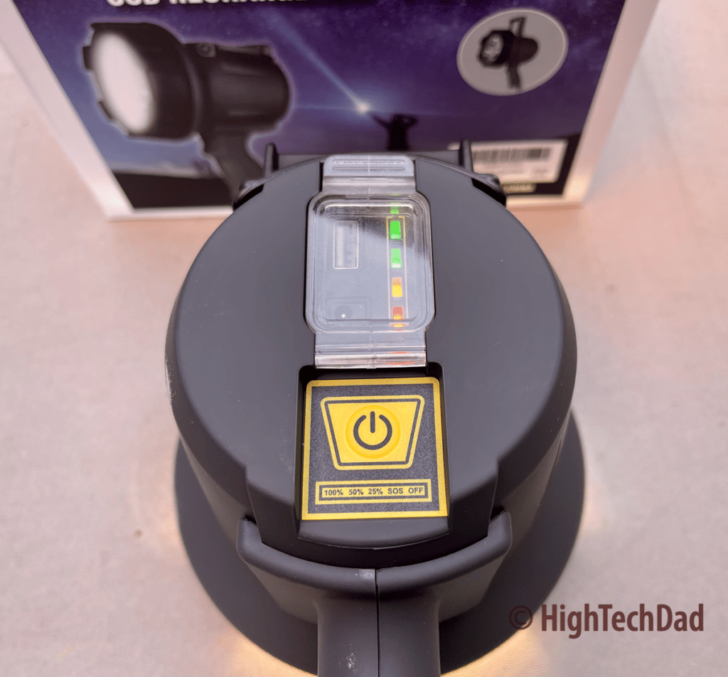 Power button and charging ports - HOKOLITE Spotlight & Camping Lantern - HighTechDad Review