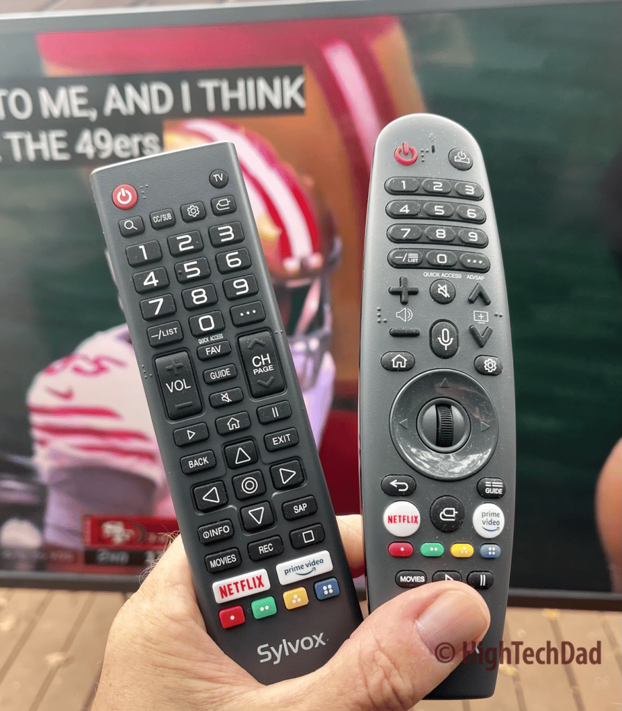 Two remote controls - Sylvox Deck Pro Outdoor TV - HighTechDad review