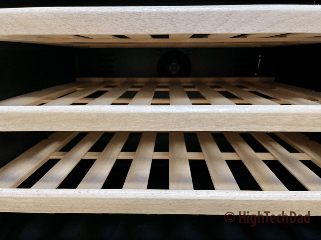 Beech wood sliding shelves - 46 bottle NewAir Wine Fridge - HighTechDad review