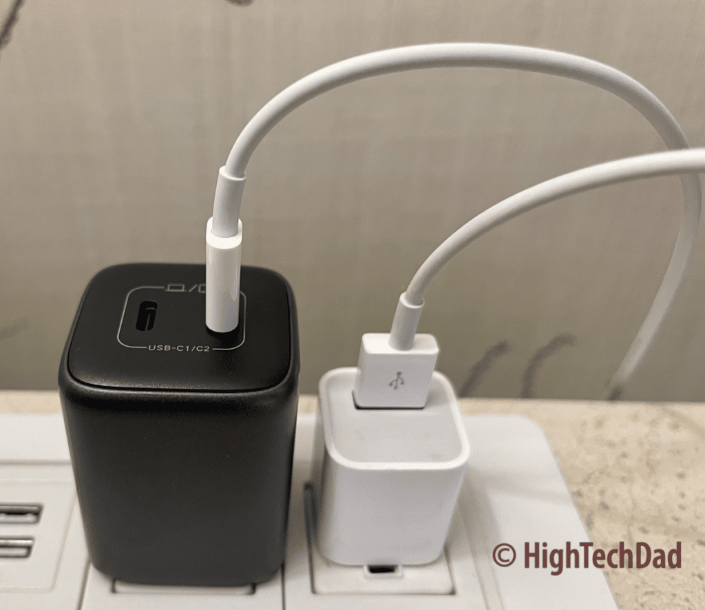 Next to Apple USB-A charger - UGREEN Nexode GaN USB Chargers - HighTechDad review