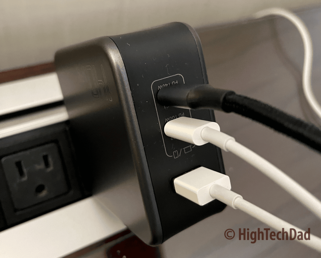 All ports used in the 140W UGREEN Nexode charger - UGREEN Nexode GaN USB Chargers - HighTechDad review