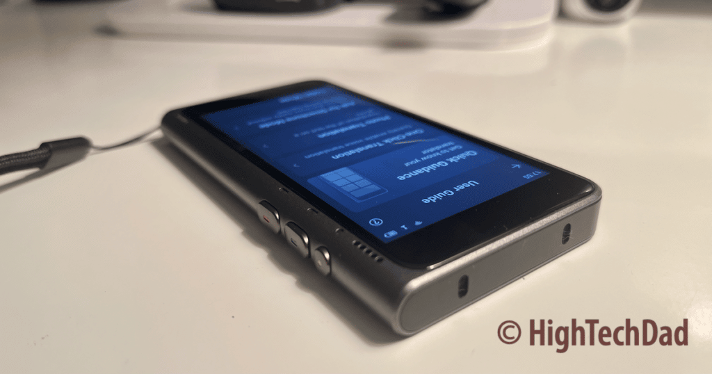 Top and right side - Fluentalk T1 portable translator - HighTechDad review