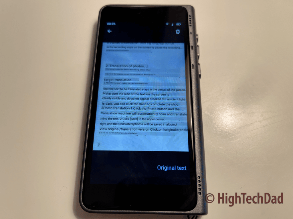 Photo translation (shown is product manual translated from Spanish) - - Fluentalk T1 portable translator - HighTechDad review