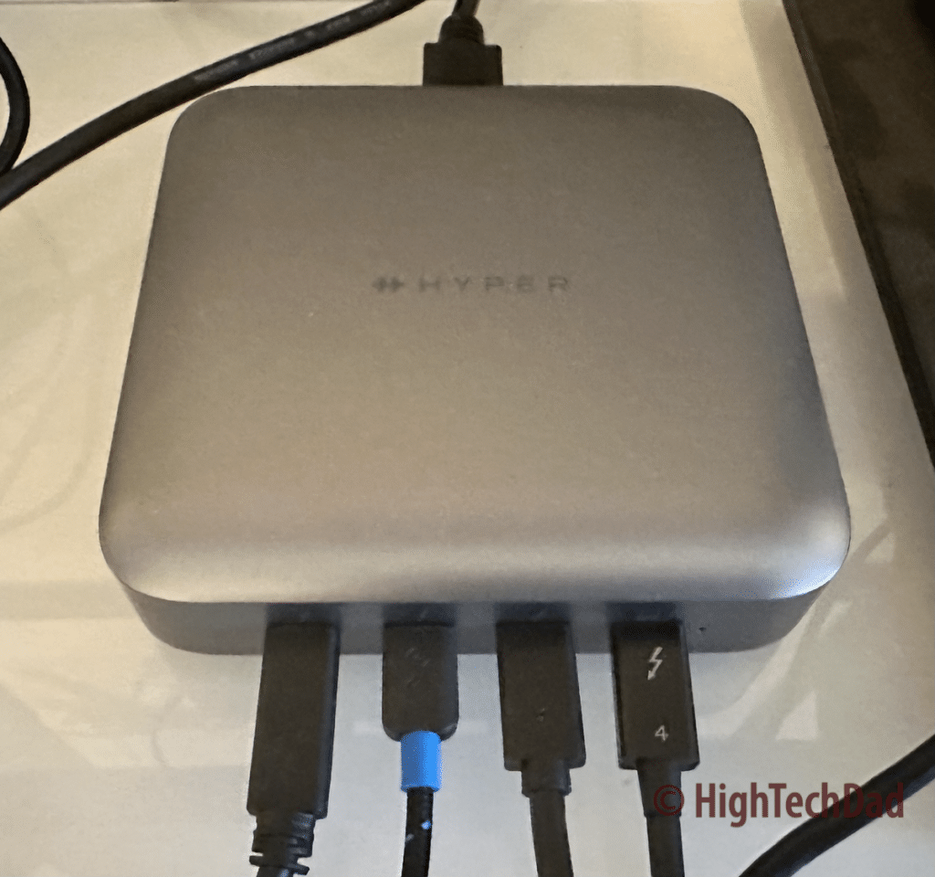 Cables connected - HyperDrive Thunderbolt 4 Power Hub - HighTechDad review