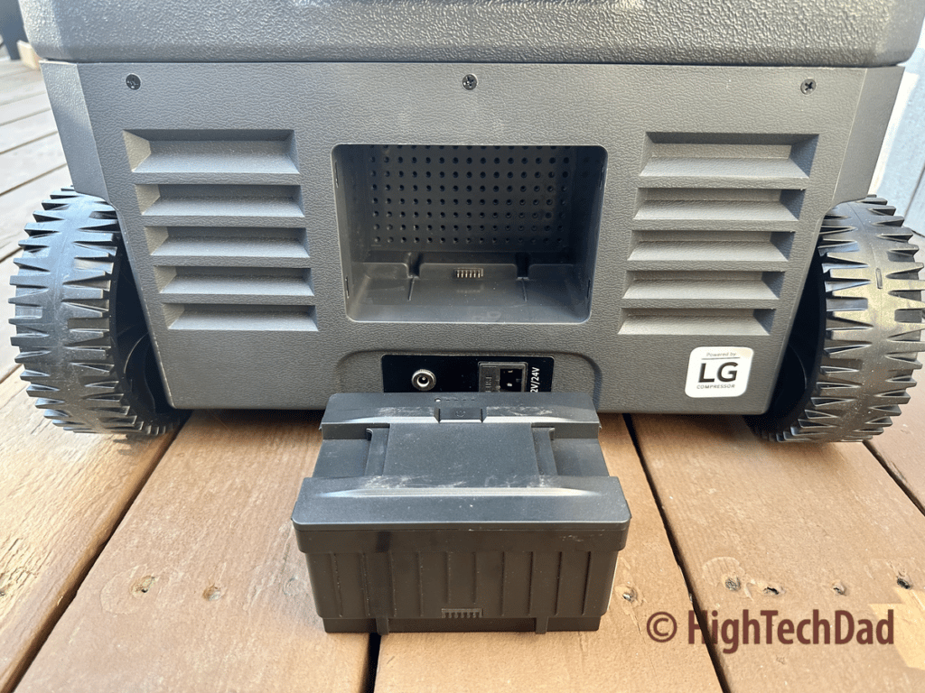Battery and battery slot - Newair electric cooler - HighTechDad review