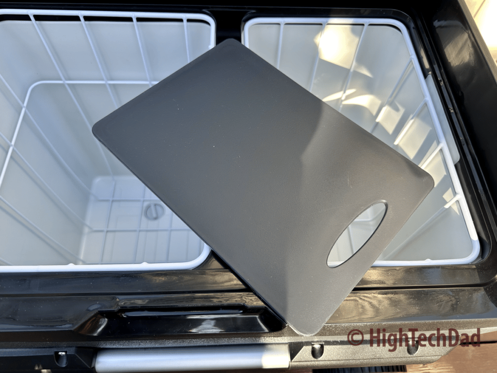 Cutting board (from lid) - Newair electric cooler - HighTechDad review