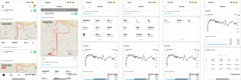 Suunto watch activity screens - Suunto 9 Peak Pro - HighTechDad review