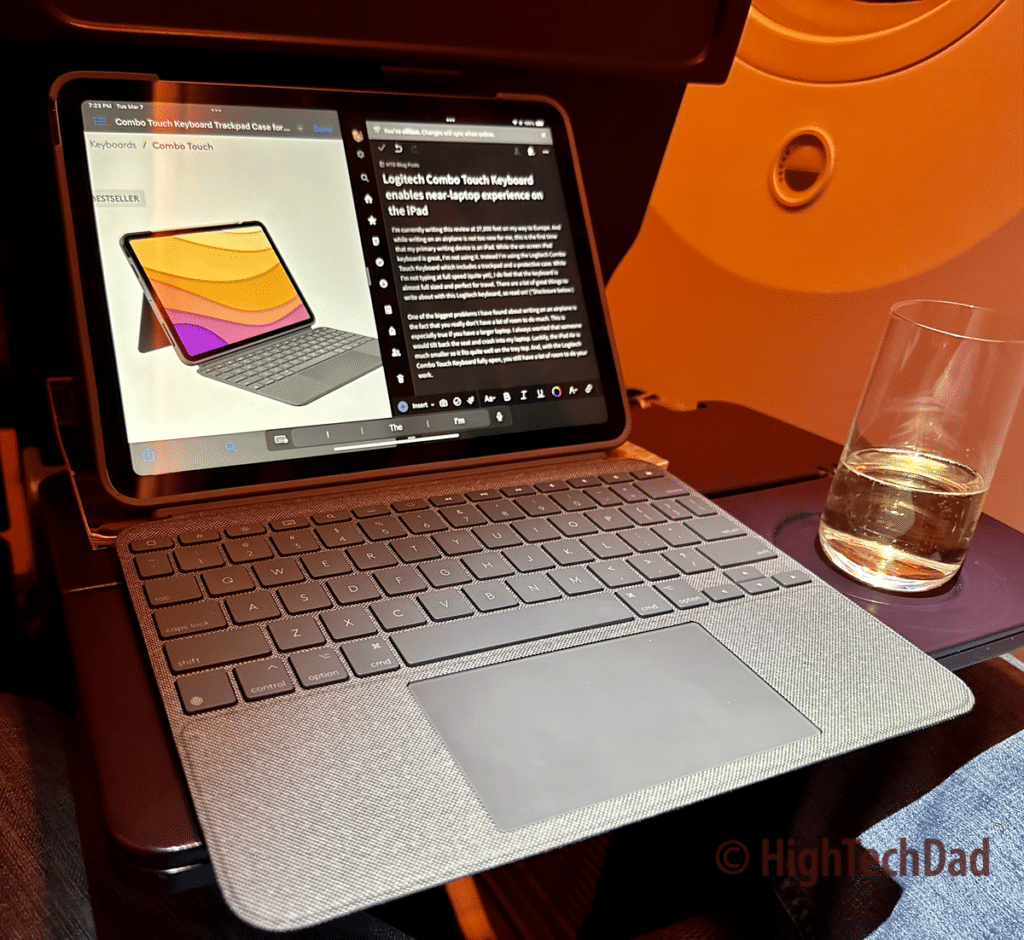 On the plane - Logitech Combo Touch Keyboard - HighTechDad review
