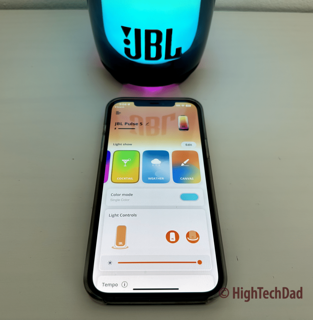 Light Shows on app - JBL Pulse 5 portable, bluetooth speaker - HighTechDad review