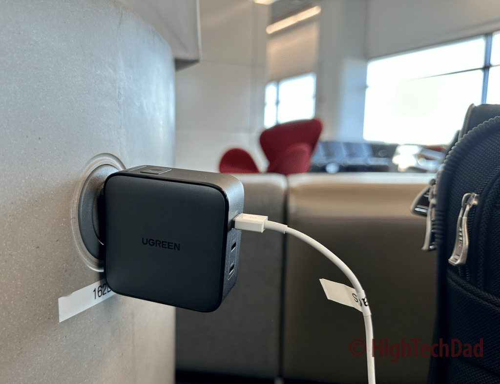 Charging at the airport - UGREEN Nexode 65W Wall Charger - HighTechDad review