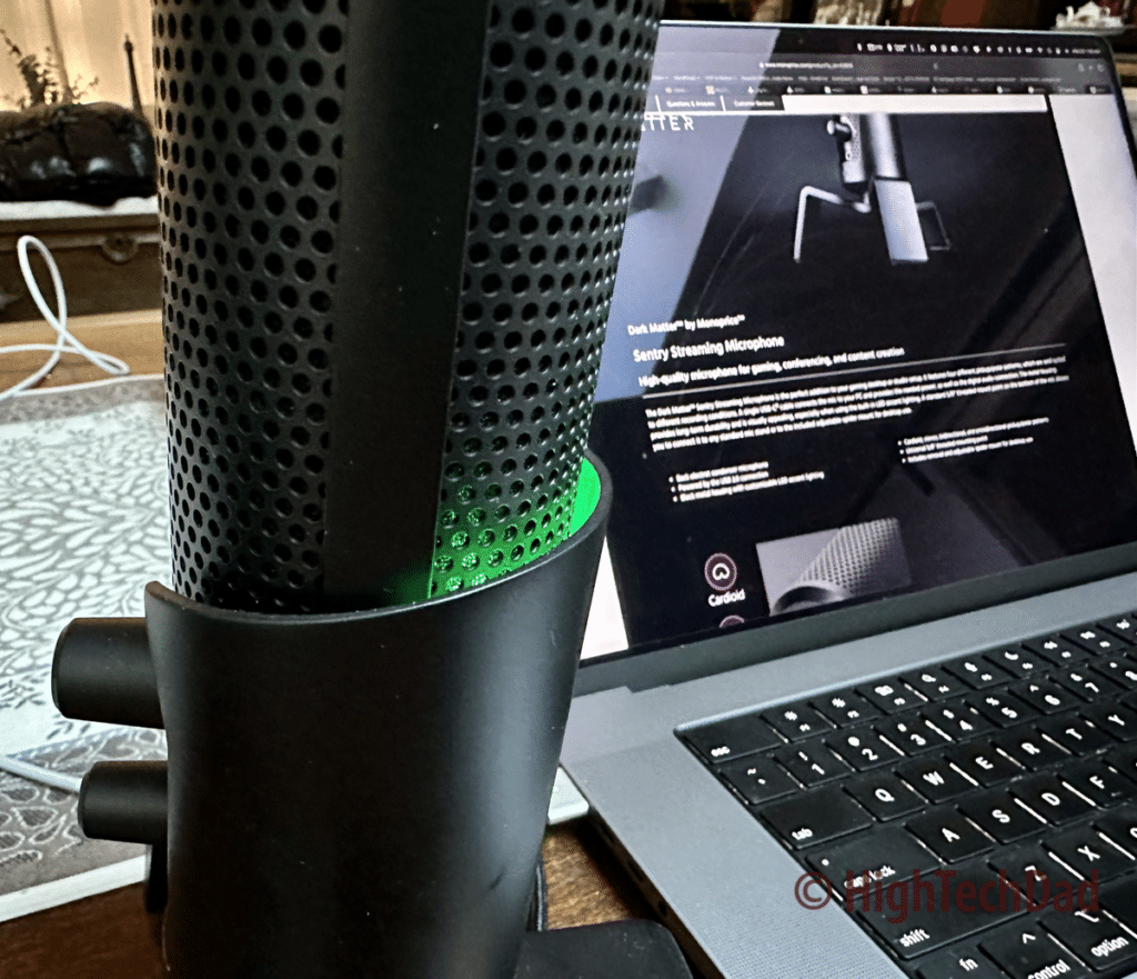 Green LED accent lights - Dark Matter Sentry Streaming Mic - HighTechDad review