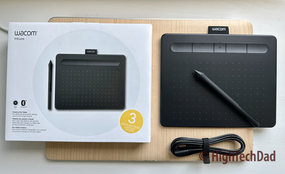 Box, tablet, and stylus - Wacom Intuos Tablet - HighTechDad review