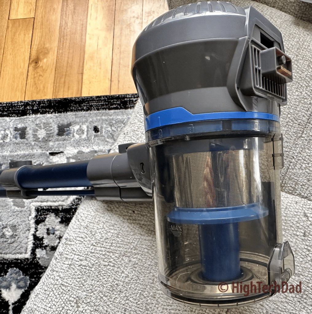 Cyclone chamber - Greenote Cordless Vacuum Cleaner - HighTechDad review
