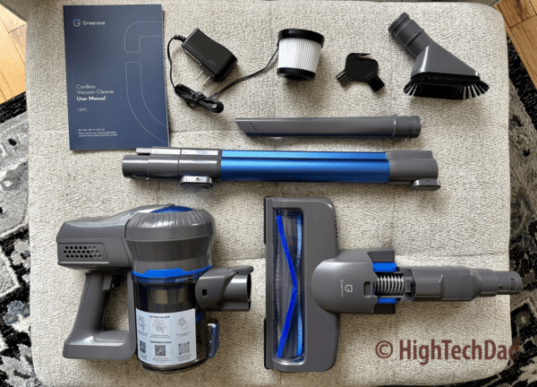 What is in the box - Greenote Cordless Vacuum Cleaner - HighTechDad review