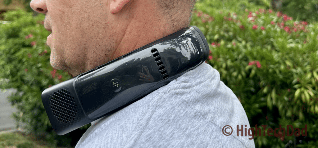 On the neck - Torras Coolify 2S personal air conditioner - HighTechDad review