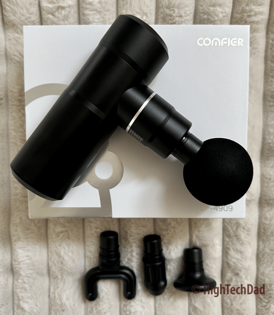 4 massage heads - Comfier Mini Massage Gun - HighTechDad review