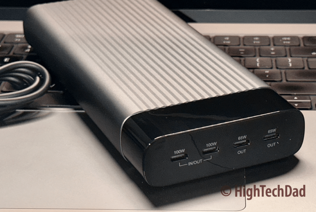 4 USB Type C ports - Hyperjuice 245W USB-C battery pack - HighTechDad review