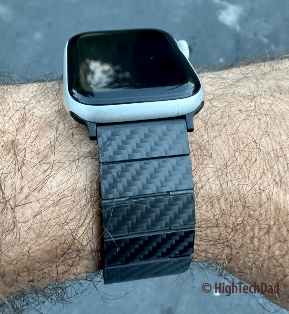 On the wrist - PITAKA Carbon Fiber Apple Watch band - HighTechDad review