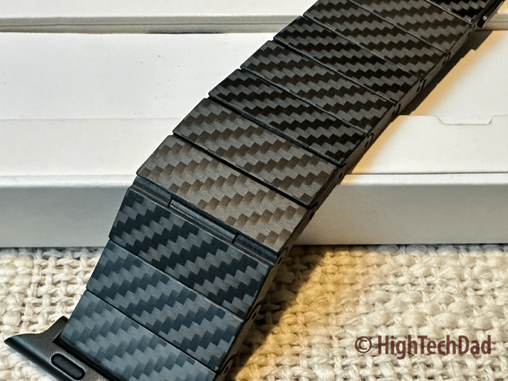 Close up of band - PITAKA Carbon Fiber Apple Watch band - HighTechDad review