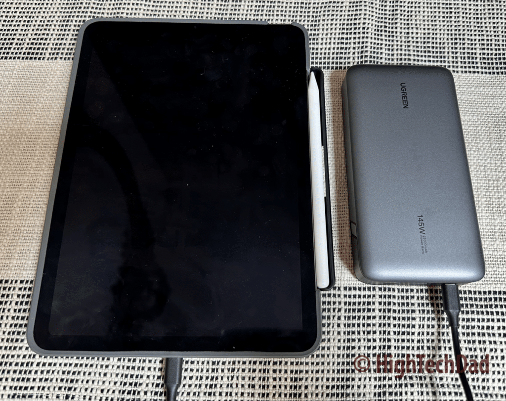 Charging an iPad - UGREEN 145w Power Bank - HighTechDad review