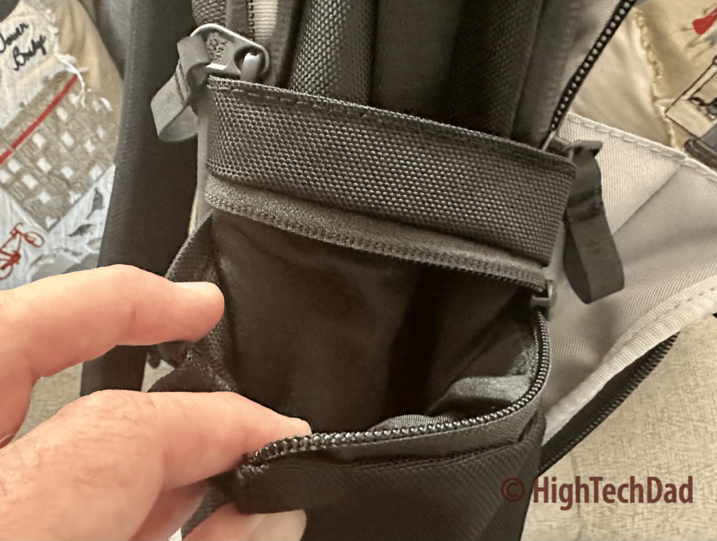 Side pockets - HyperDrive HyperPack Pro backpack - HighTechDad review