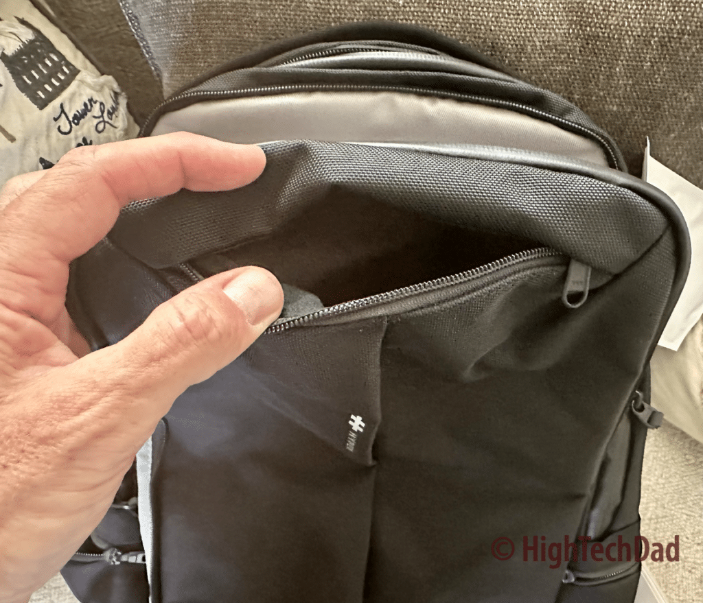 Sunglasses compartment - HyperDrive HyperPack Pro backpack - HighTechDad review