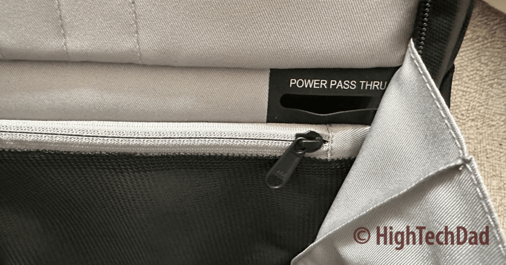 Power pass through hole - HyperDrive HyperPack Pro backpack - HighTechDad review