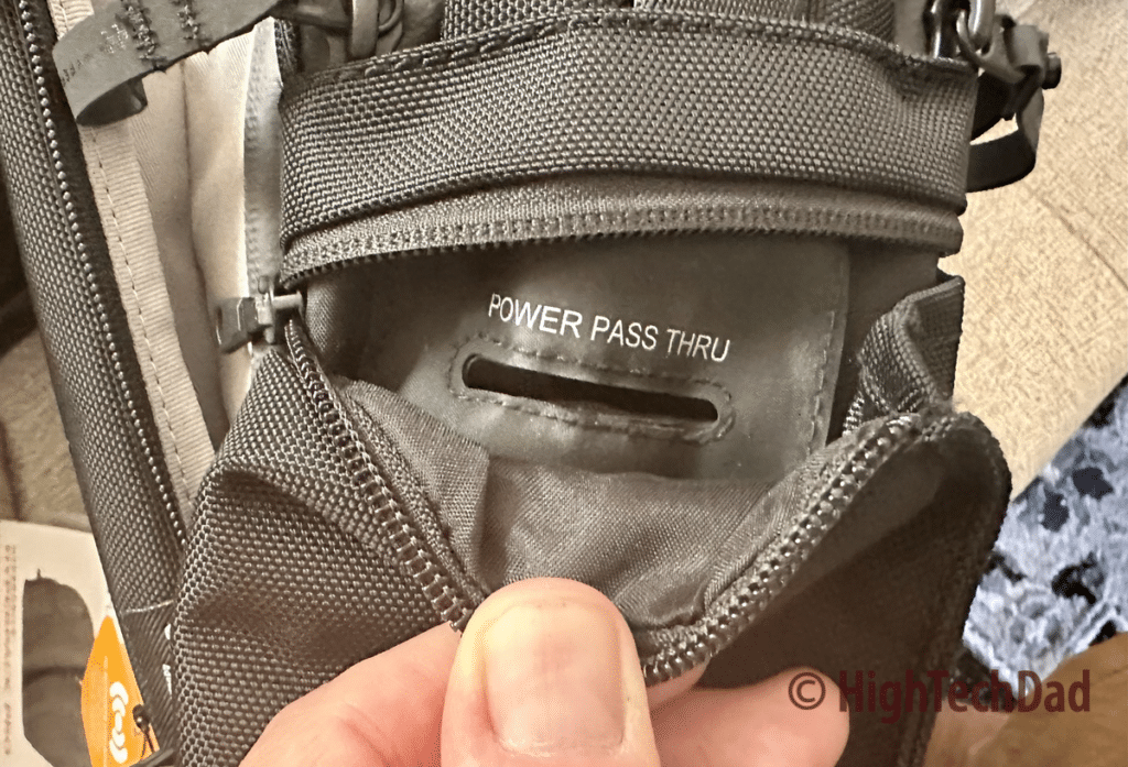 Another power pass through hole - HyperDrive HyperPack Pro backpack - HighTechDad review
