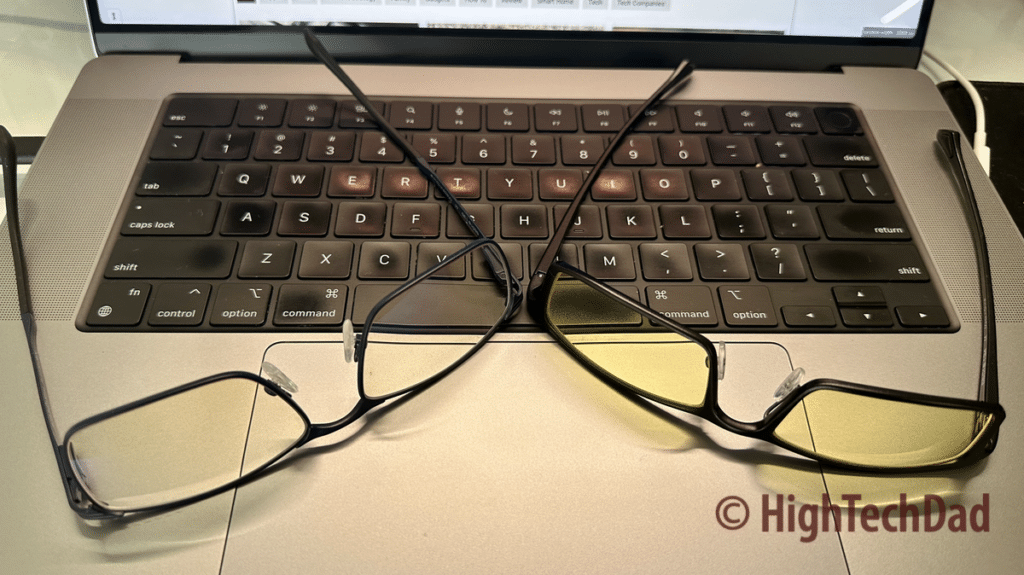 Two Gunnar glasses on a keyboard - Gunnar glasses - HighTechDad review