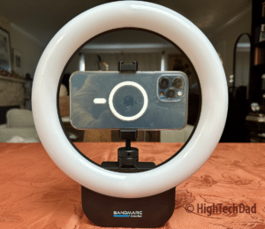 iPhone mounted - Sandmarc Ring Light Wireless - HighTechDad review