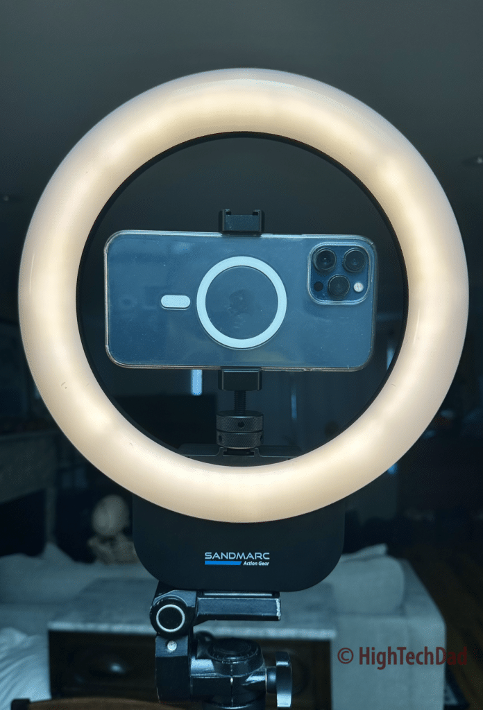Mounted on a tripod - Sandmarc Ring Light Wireless - HighTechDad review