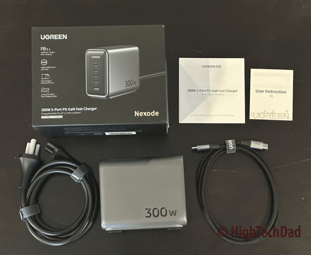 What's in the box - UGREEN 300W charger - HighTechDad review