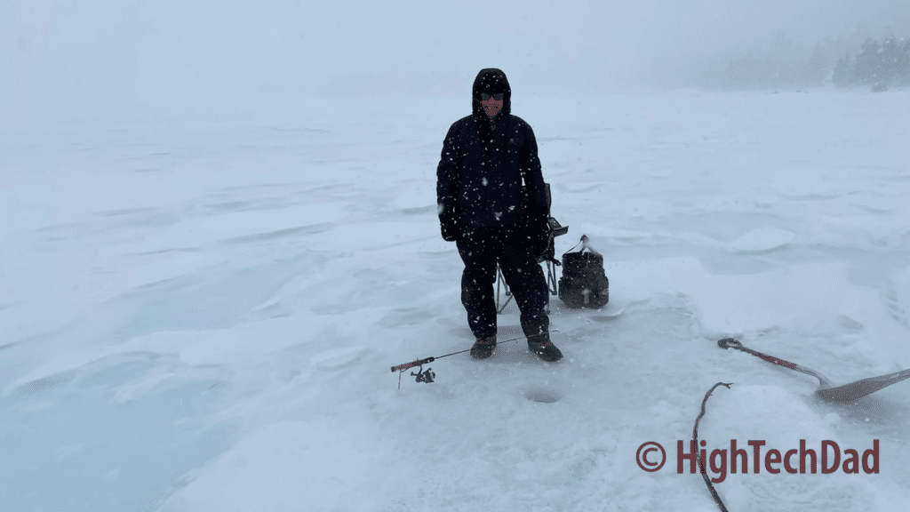 HighTechDad ice fishing in Lake Tahoe - before WonderStrike