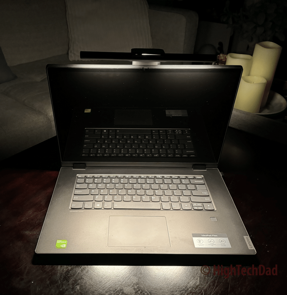 LaptopBar attached to laptop - BenQ Laptop Bar Light - HighTechDad Review