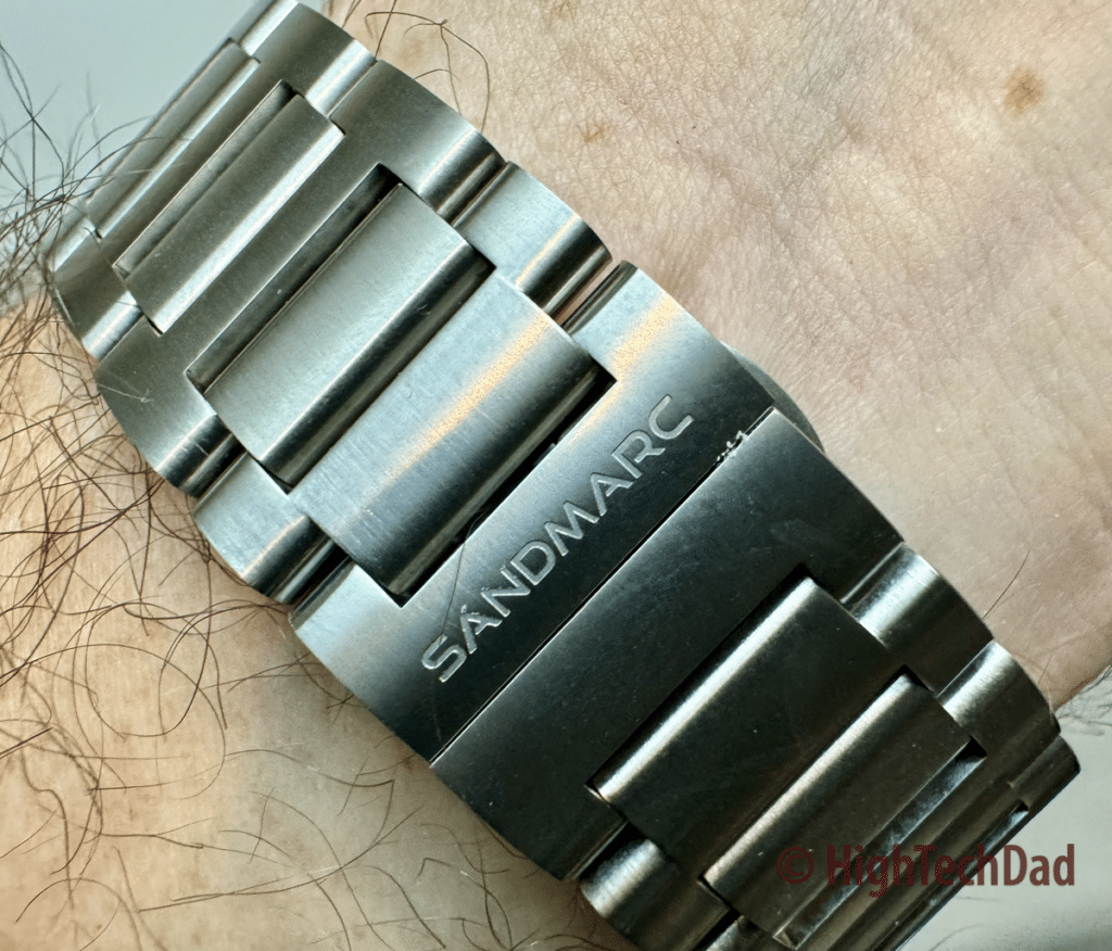 SANDMARC logo on clasp - SANDMARC Titanium Band - HighTechDad review