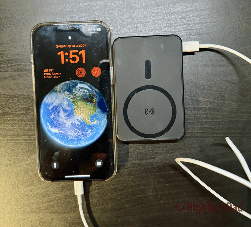 Charge via USB-C - Mophie snap+ juice pack mini with stand - HighTechDad review