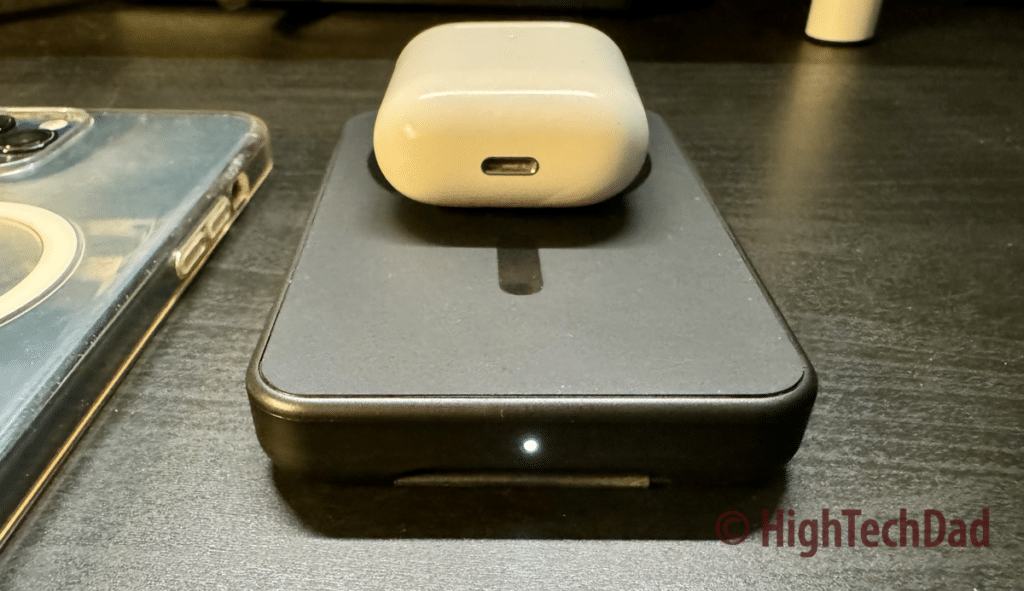 Charging AirPods - Mophie snap+ juice pack mini with stand - HighTechDad review