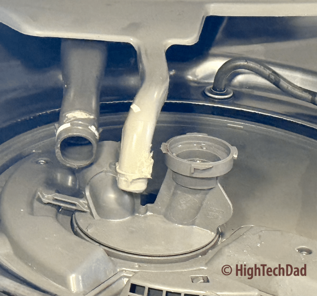 Removing the Diverter Valve cover and hoses - How to fix a leaking KitchenAid Dishwasher - HighTechDad Fix It