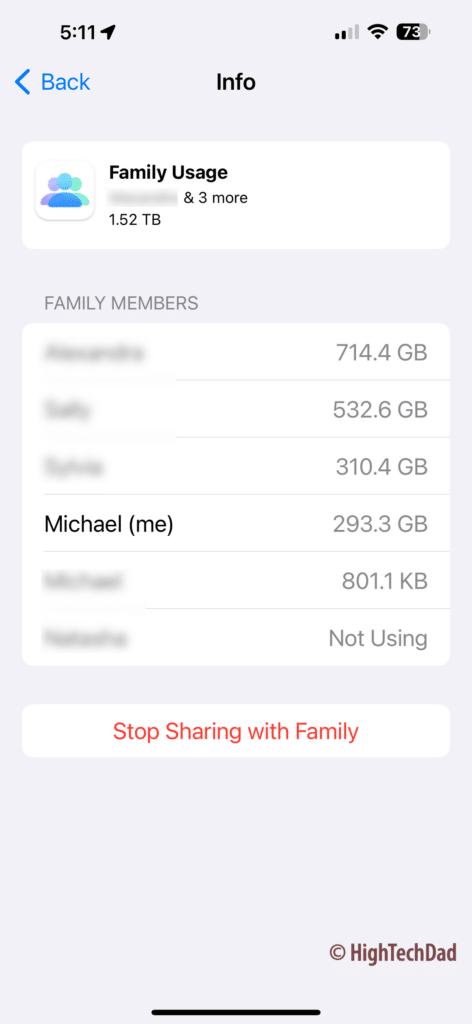 Family usage details - check iCloud Family Storage settings - HighTechDad How-To