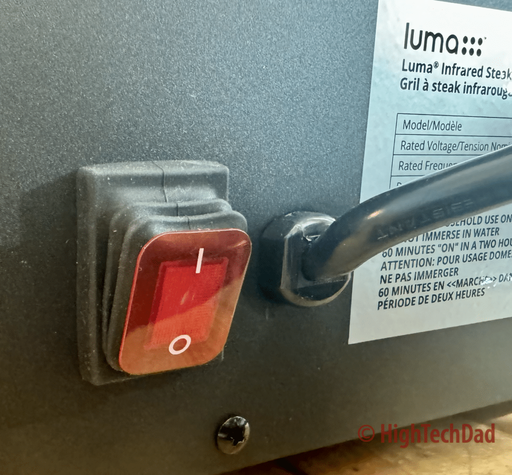 Electric switch on the back - Luma Grill - HighTechDad review and video