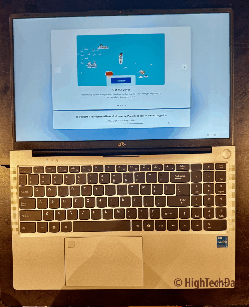 Opened fully flat - NIMO N154S Laptop - HighTechDad Review