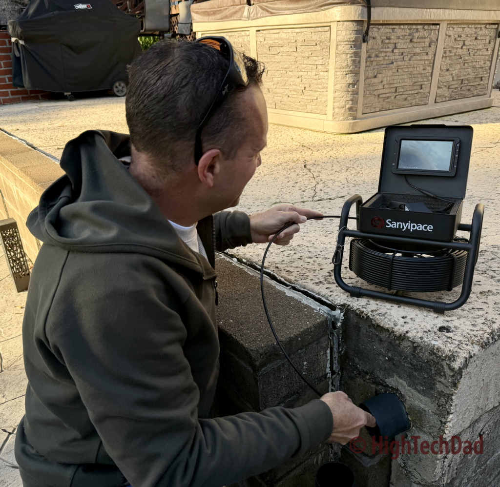 Inspecting a pipe - SANYIPACE S5517DC Sewer Camera - HighTechDad review