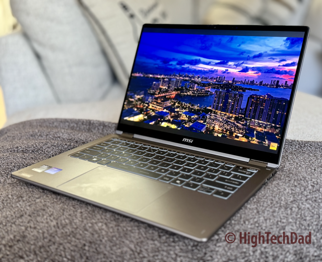 Laptop mode - MSI Prestige 14 Flip AI+ - HighTechDad Sponsored Review
